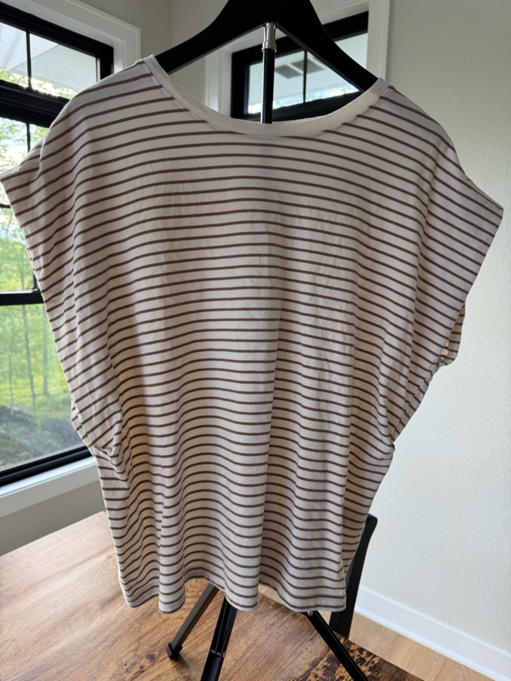 pistola Cream and Brown Striped Short Sleeve Tee